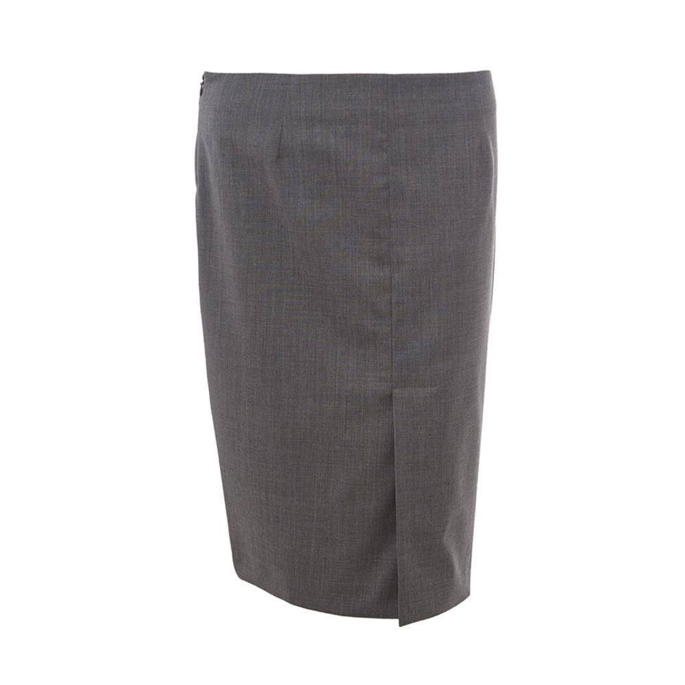Lardini Gray Wool Midi Skirt