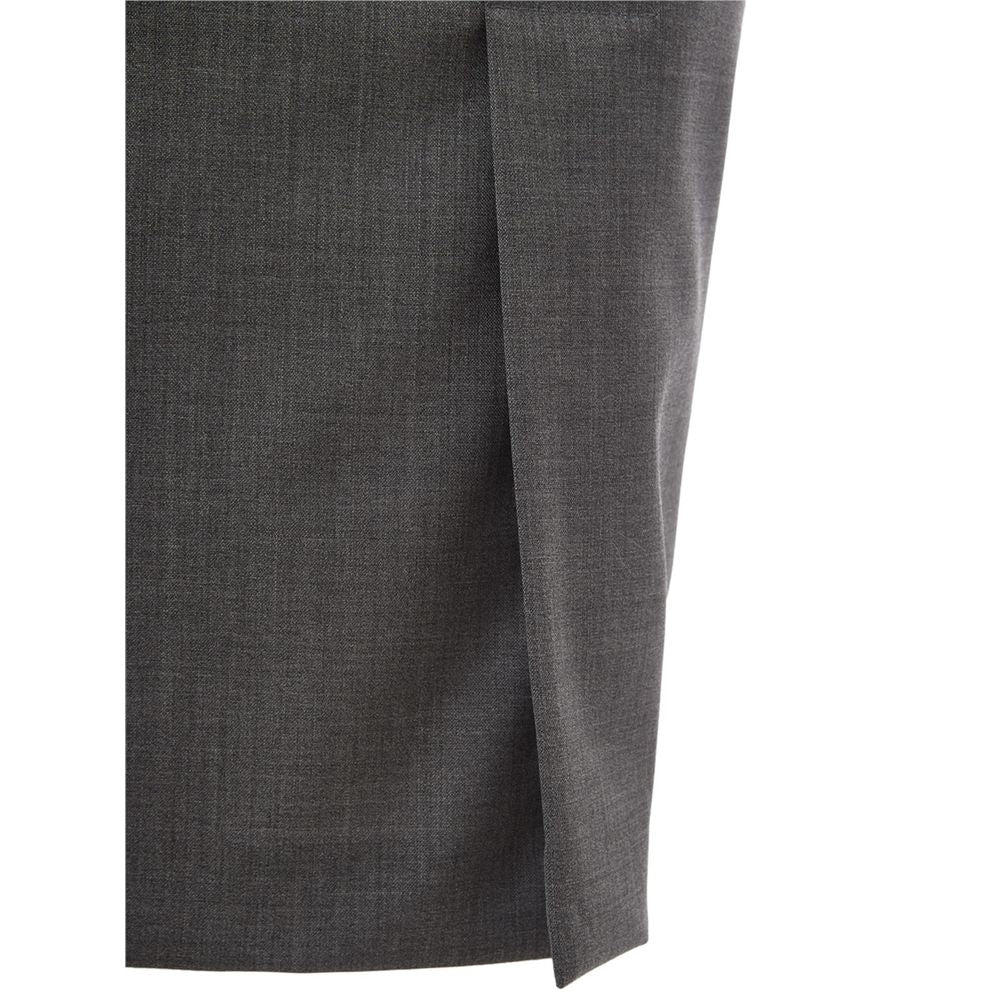 Lardini Gray Wool Midi Skirt