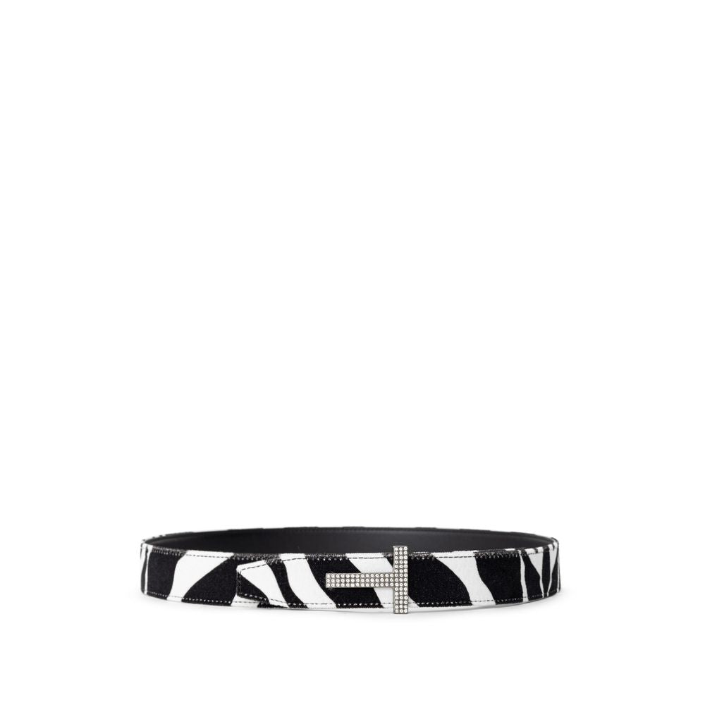 Tom Ford Black And White Leather Regular Belt - BrandFit 88