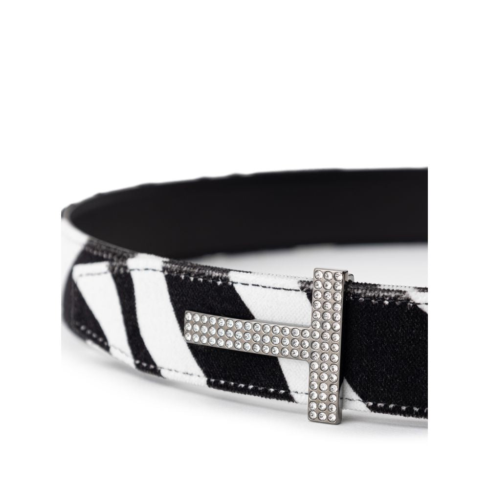 Tom Ford Black And White Leather Regular Belt - BrandFit 88