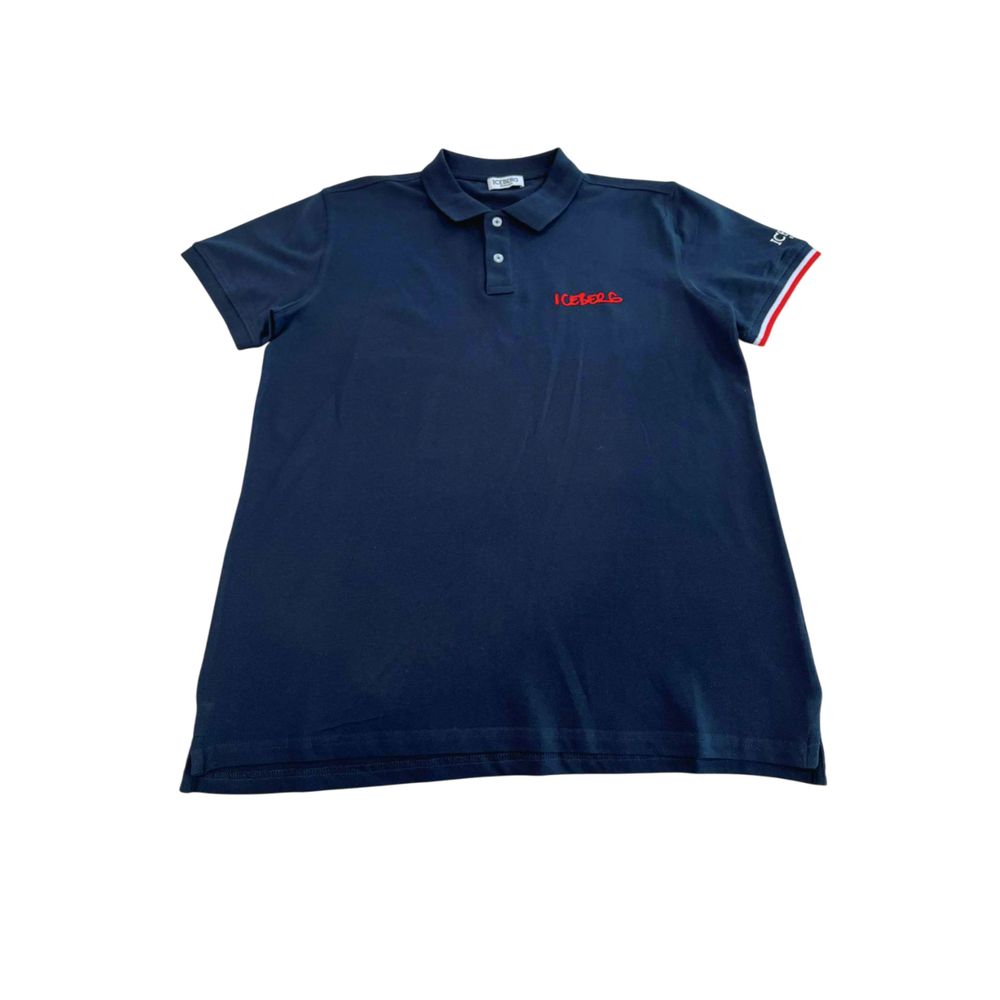 Iceberg Blue Cotton Men Polo Shirt