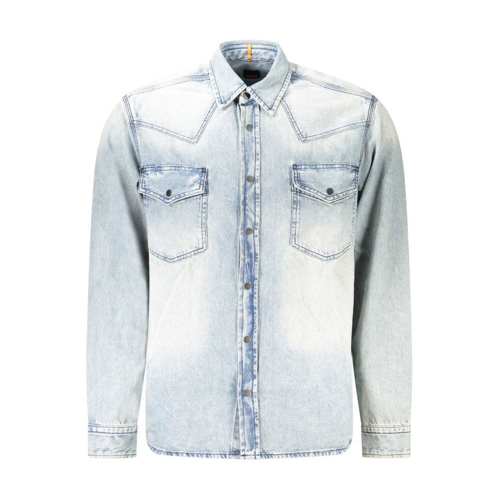 Hugo Boss Blue Cotton Shirt - BrandFit 88