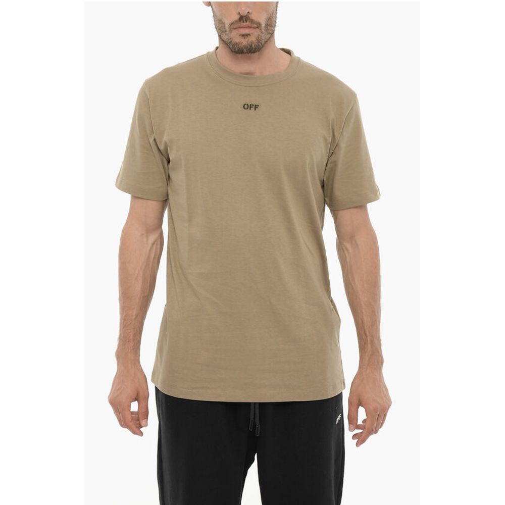 Off-White Slim Fit Crew-neck T-Shirt with Embroidered Logo - BrandFit 88