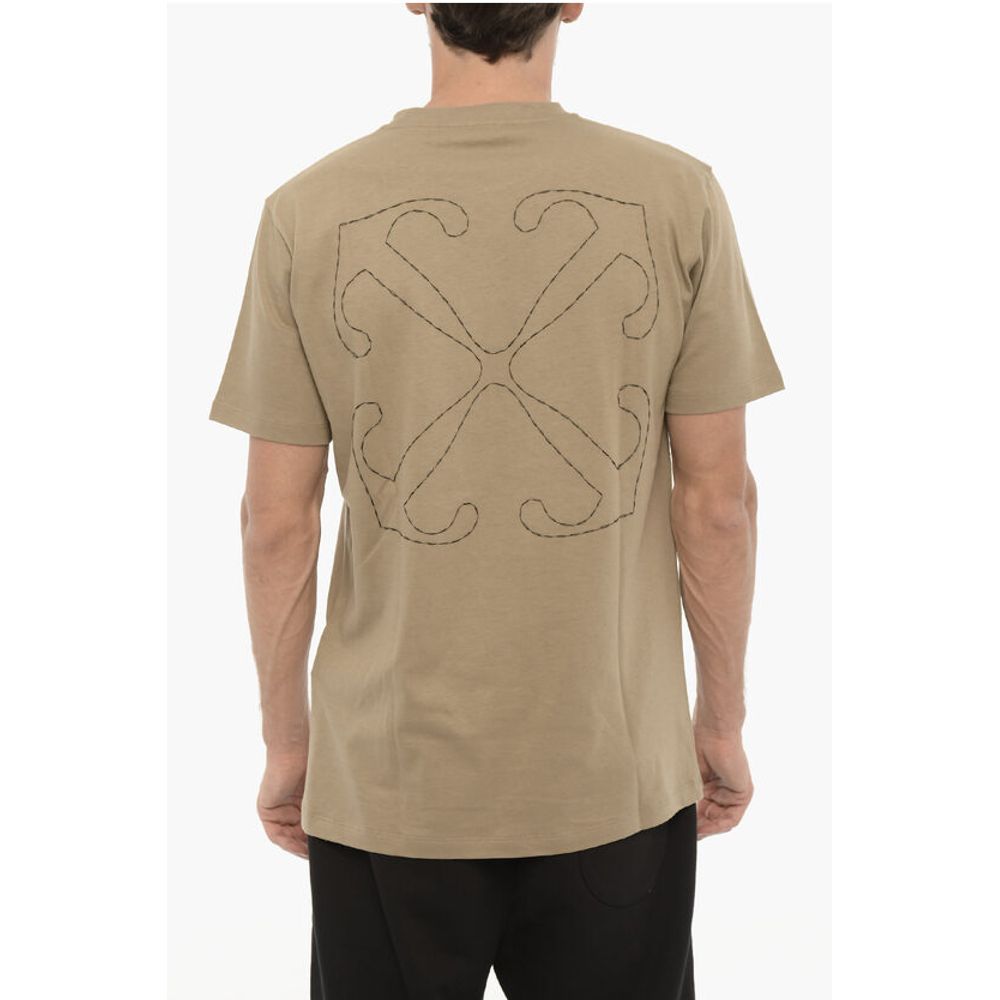 Off-White Slim Fit Crew-neck T-Shirt with Embroidered Logo - BrandFit 88