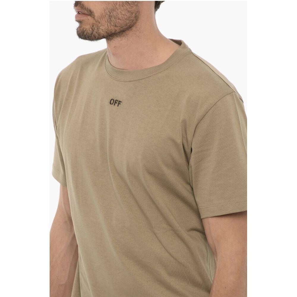 Off-White Slim Fit Crew-neck T-Shirt with Embroidered Logo - BrandFit 88