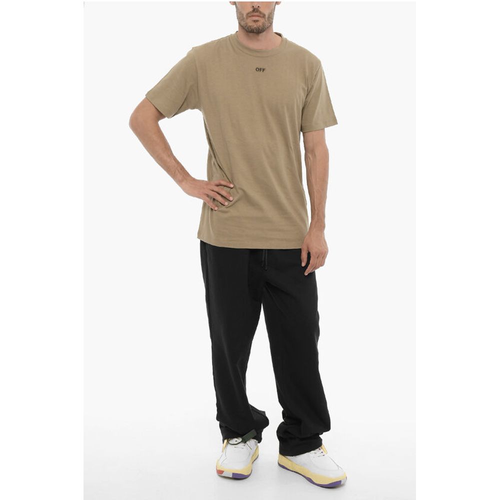 Off-White Slim Fit Crew-neck T-Shirt with Embroidered Logo - BrandFit 88