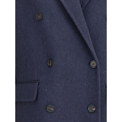 Brunello Cucinelli Blue Cashmere Coat