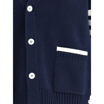 Thom Browne Blue Merino Wool Cardigan