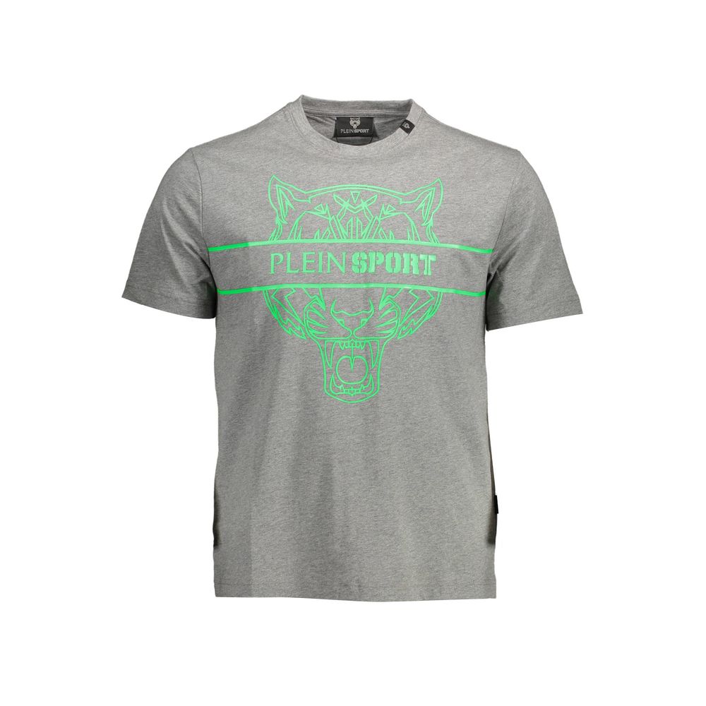 Plein Sport "Gray Cotton Men's T-Shirt with Contrasting Details"