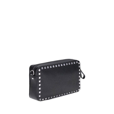 Valentino Garavani Black Calf Leather Bos Taurus Shoulder Bag
