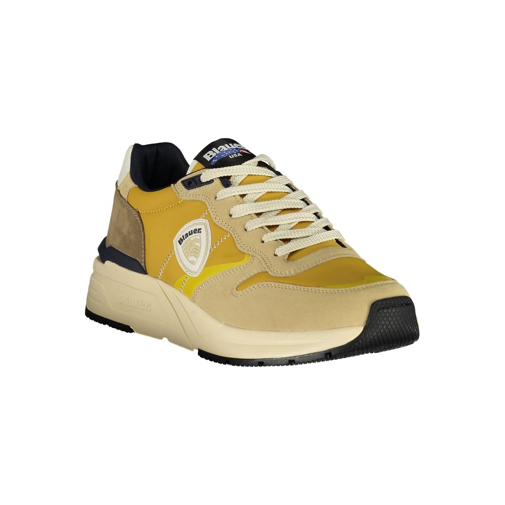 Blauer Beige Polyurethane Men Sneaker