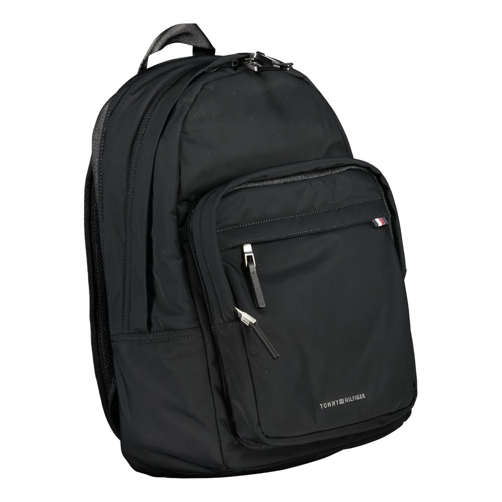 Tommy Hilfiger Black Polyester Men Backpack