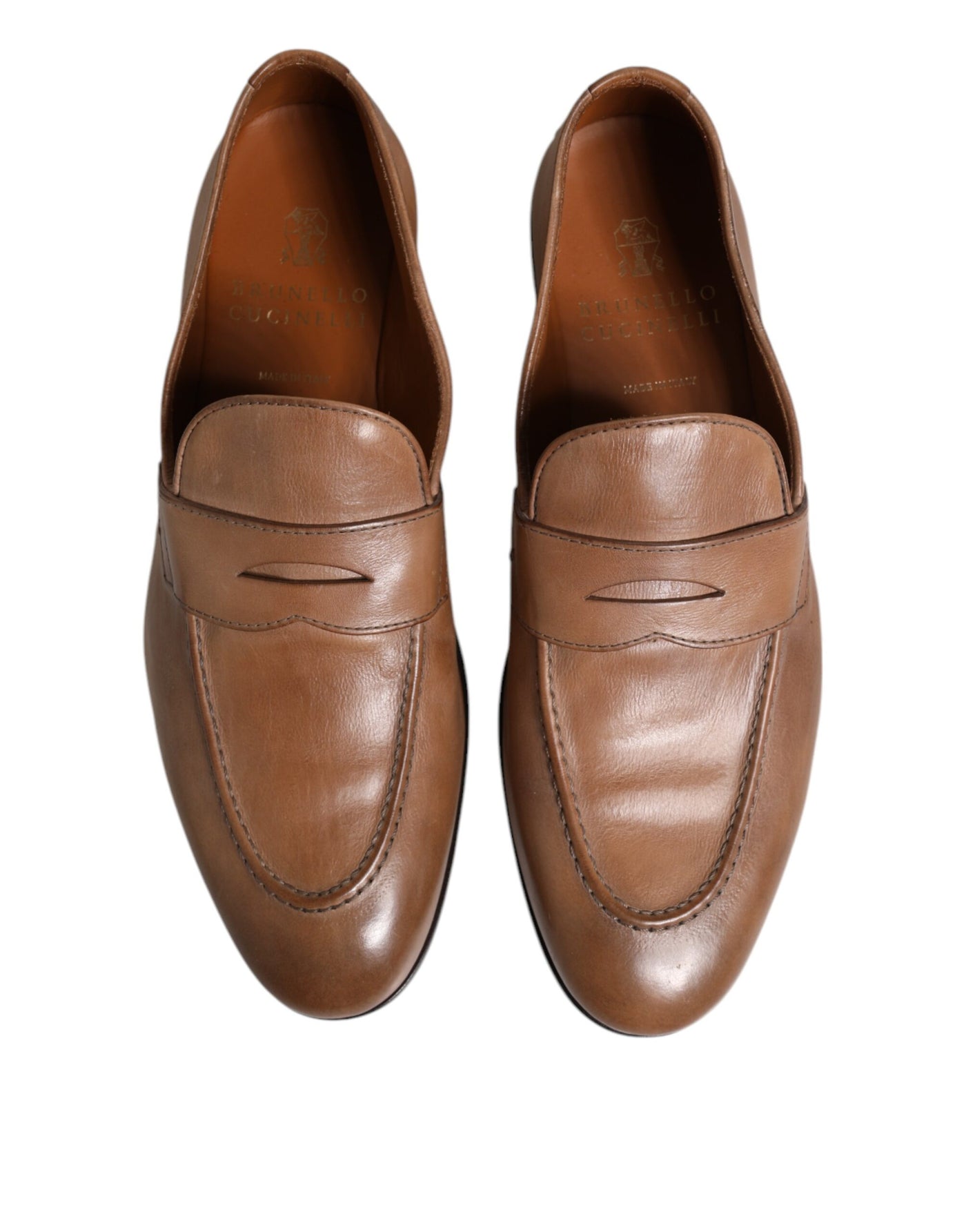 Brunello Cucinelli Brown Leather Loafer Dress Formal Shoes