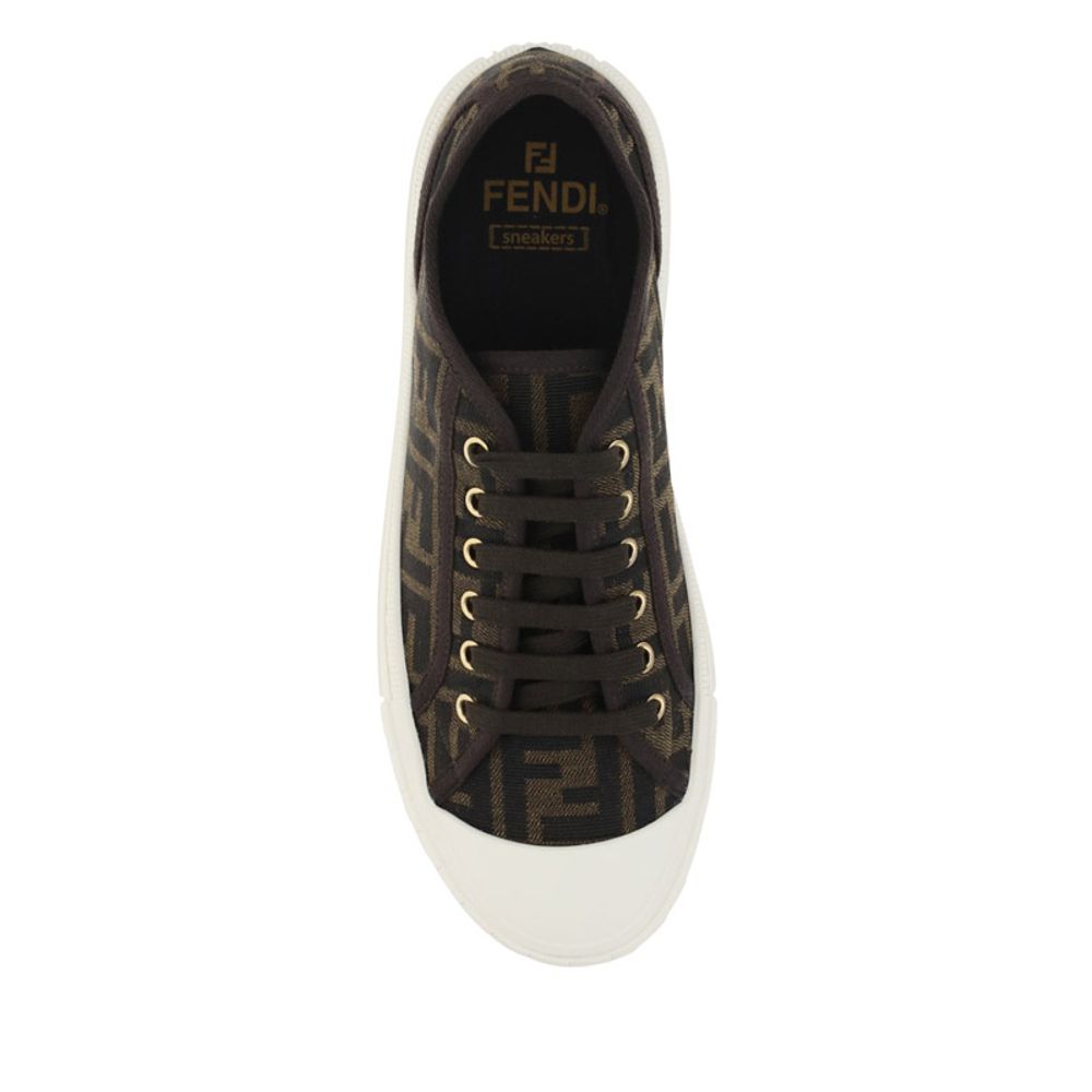 Fendi Brown Polyamide Low Top Sneakers