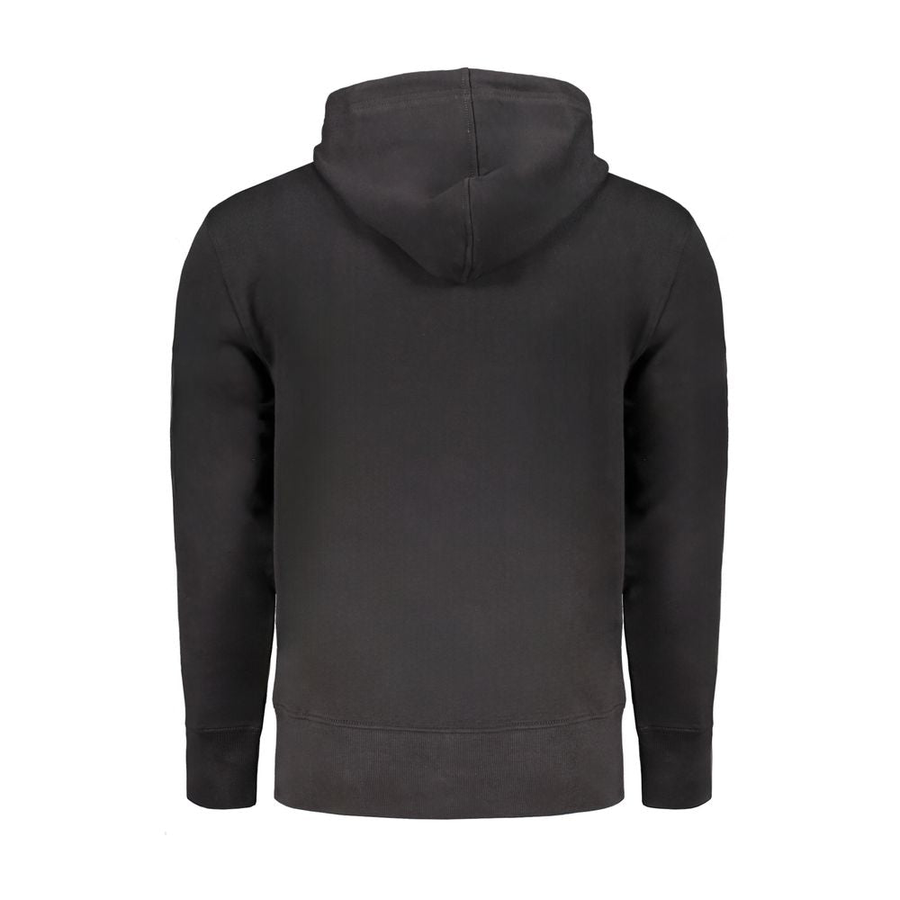 Calvin Klein Black Cotton Men Sweater with Hood and Central Pockets