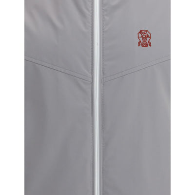 Brunello Cucinelli Gray Polyamide Sleveless Jacket