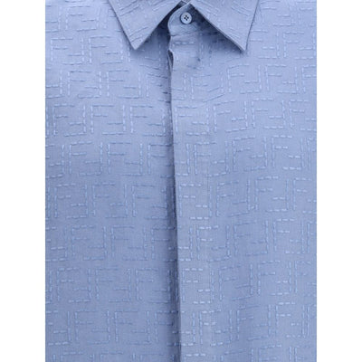 Fendi Light Blue Linen Shortsleeve Shirt