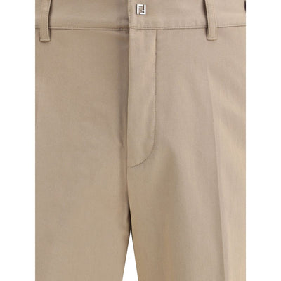 Fendi Brown Cotton Casual Pants