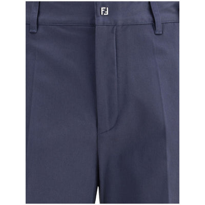 Fendi Blue Cotton Casual Pants
