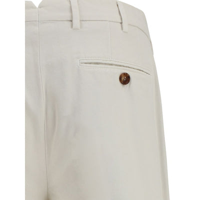 Brunello Cucinelli White Cotton Casual Pants