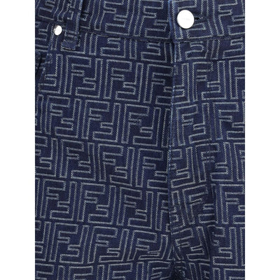 Fendi Blue Cotton Bermuda Shorts