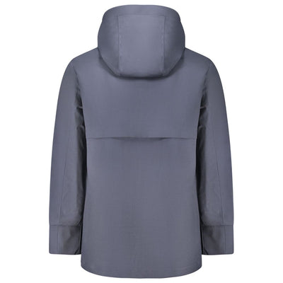 K-WAY Blue Wool Men Trench Coat