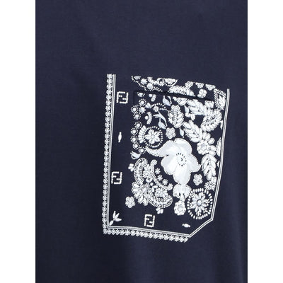 Fendi Blue Cotton T-Shirt