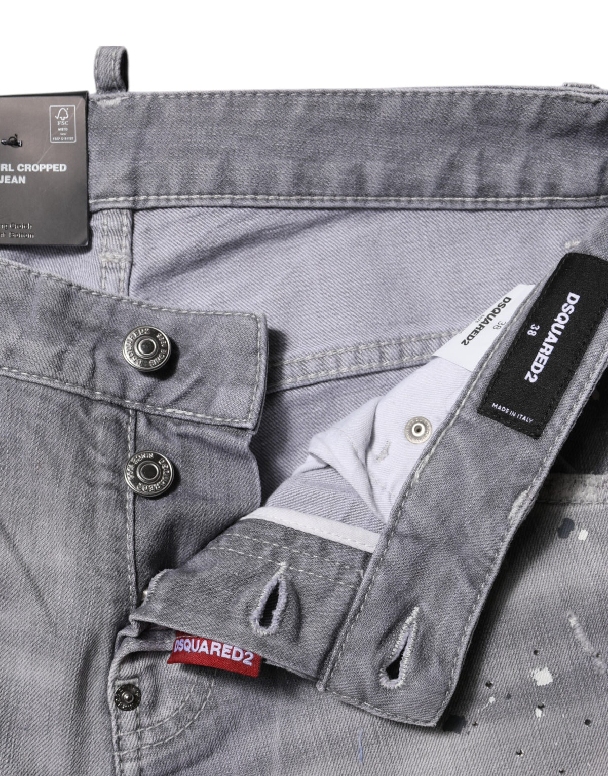 Dsquared² Gray Washed Mid Waist Tapered Jeans
