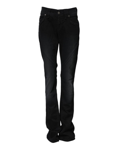 John Galliano Black Cotton Mid Waist Tapered Denim Jeans