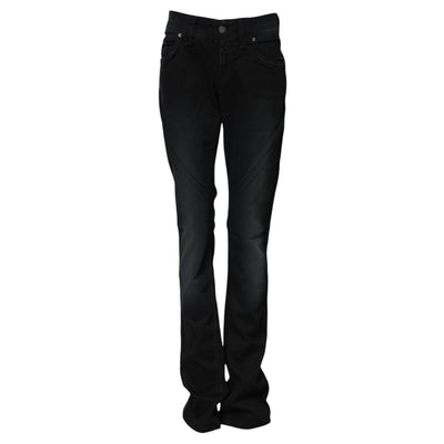 John Galliano Black Cotton Mid Waist Tapered Denim Jeans