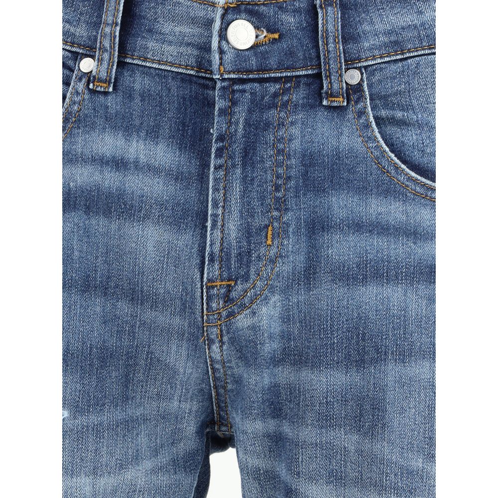 7FOR Blue Cotton Straight-Leg Jeans - BrandFit 88