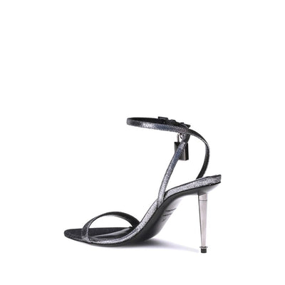 Tom Ford Silver Calf Leather Bos Taurus Stiletto Heel Sandals