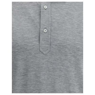 Brunello Cucinelli Gray Cotton Polo Shirt