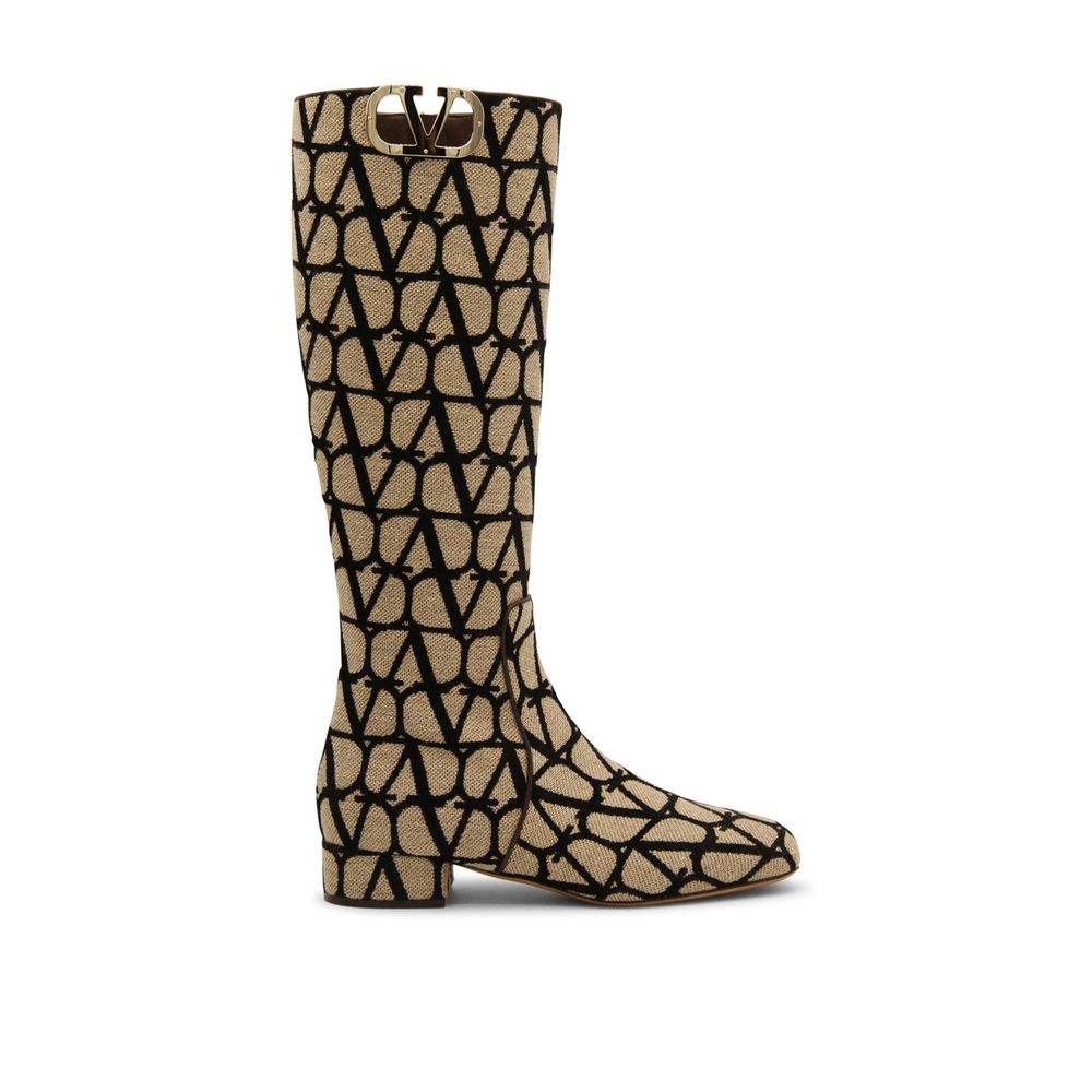 Valentino Garavani Beige Canvas Boots