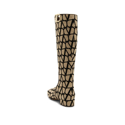 Valentino Garavani Beige Canvas Boots
