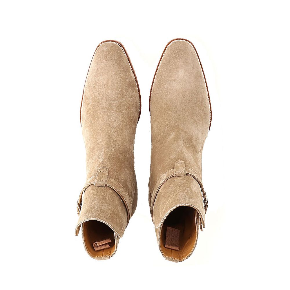 Saint Laurent Beige Calfskin Ankle Boots