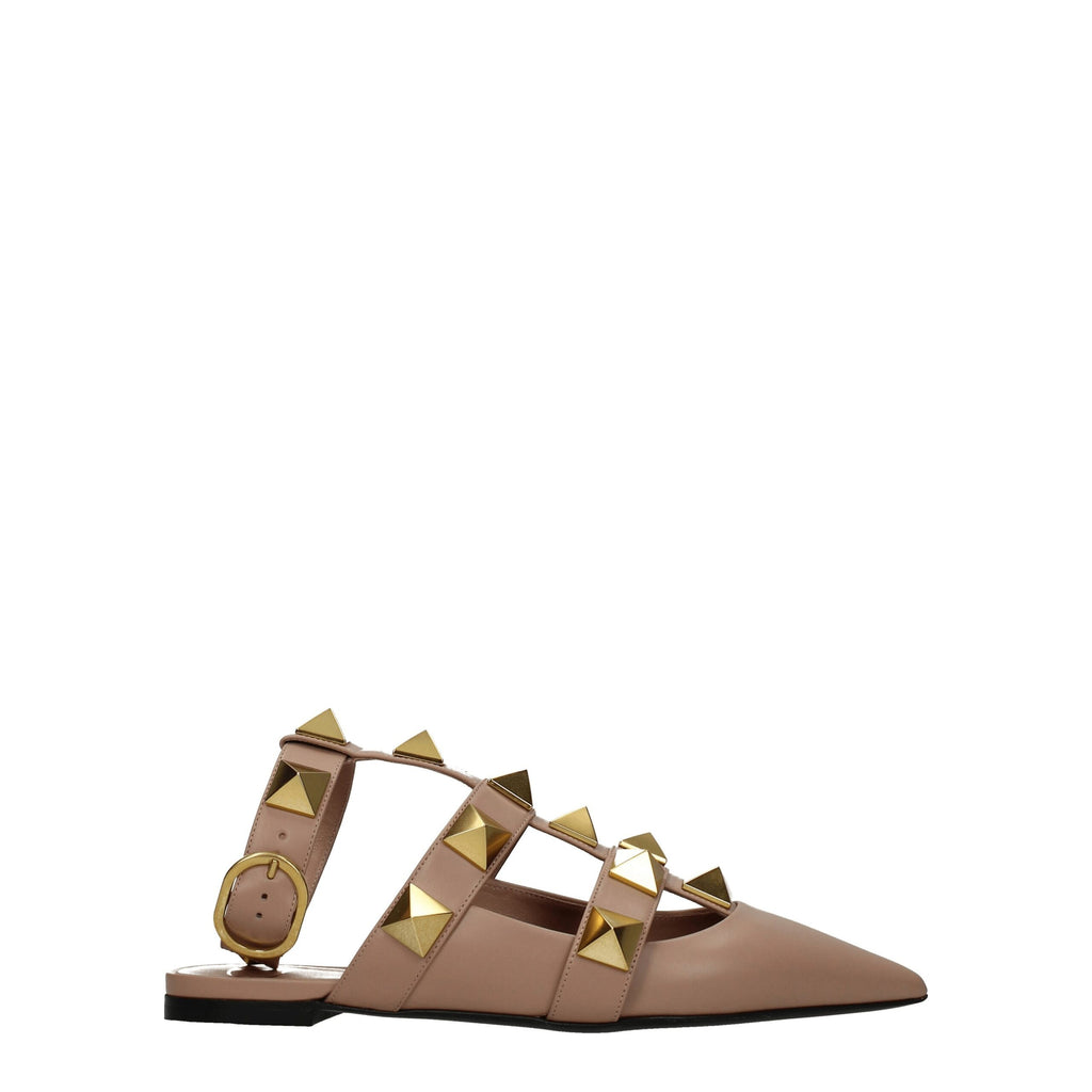 Valentino Garavani Pink Leather Flat Sandals - BrandFit 88