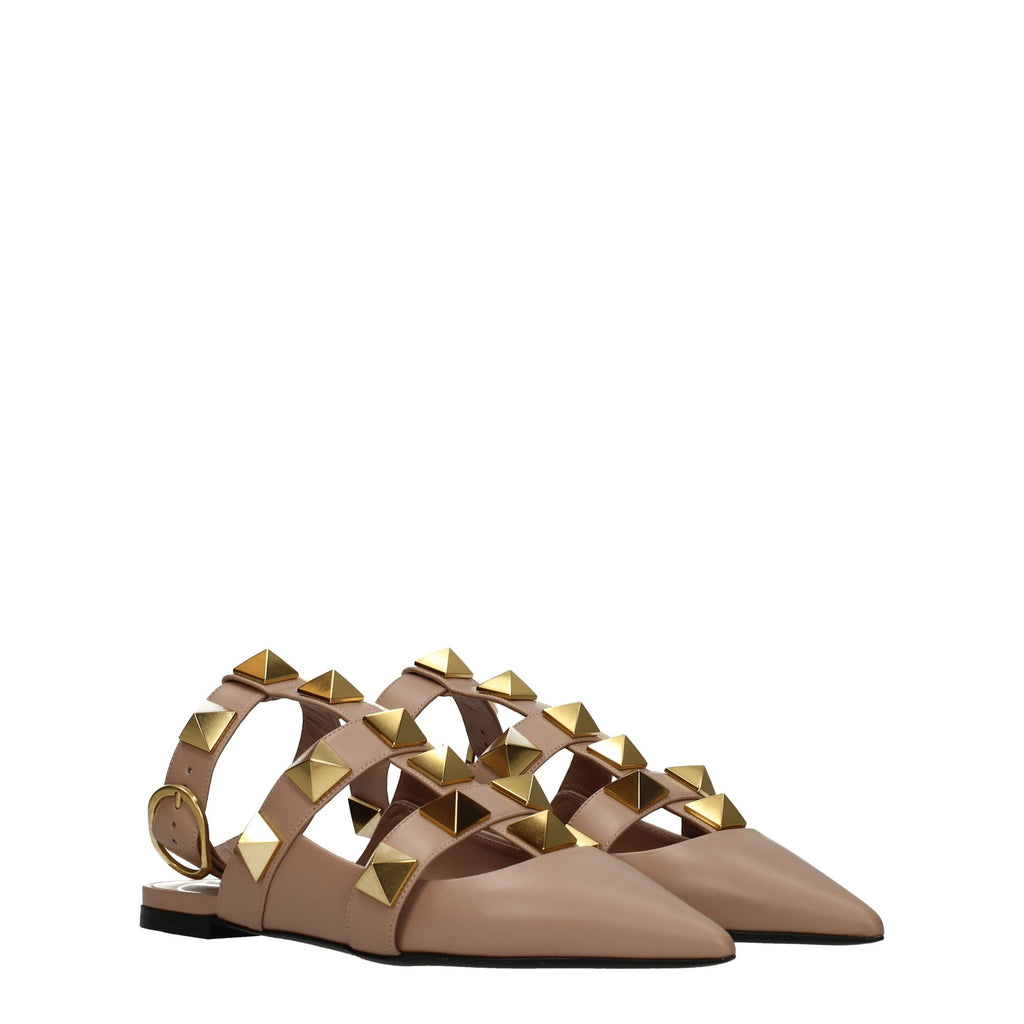Valentino Garavani Pink Leather Flat Sandals - BrandFit 88