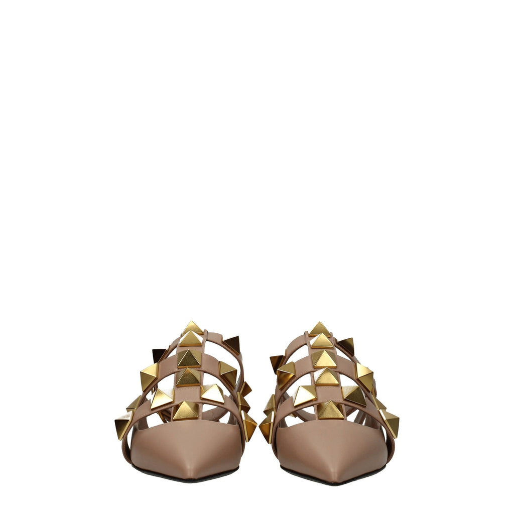 Valentino Garavani Pink Leather Flat Sandals - BrandFit 88