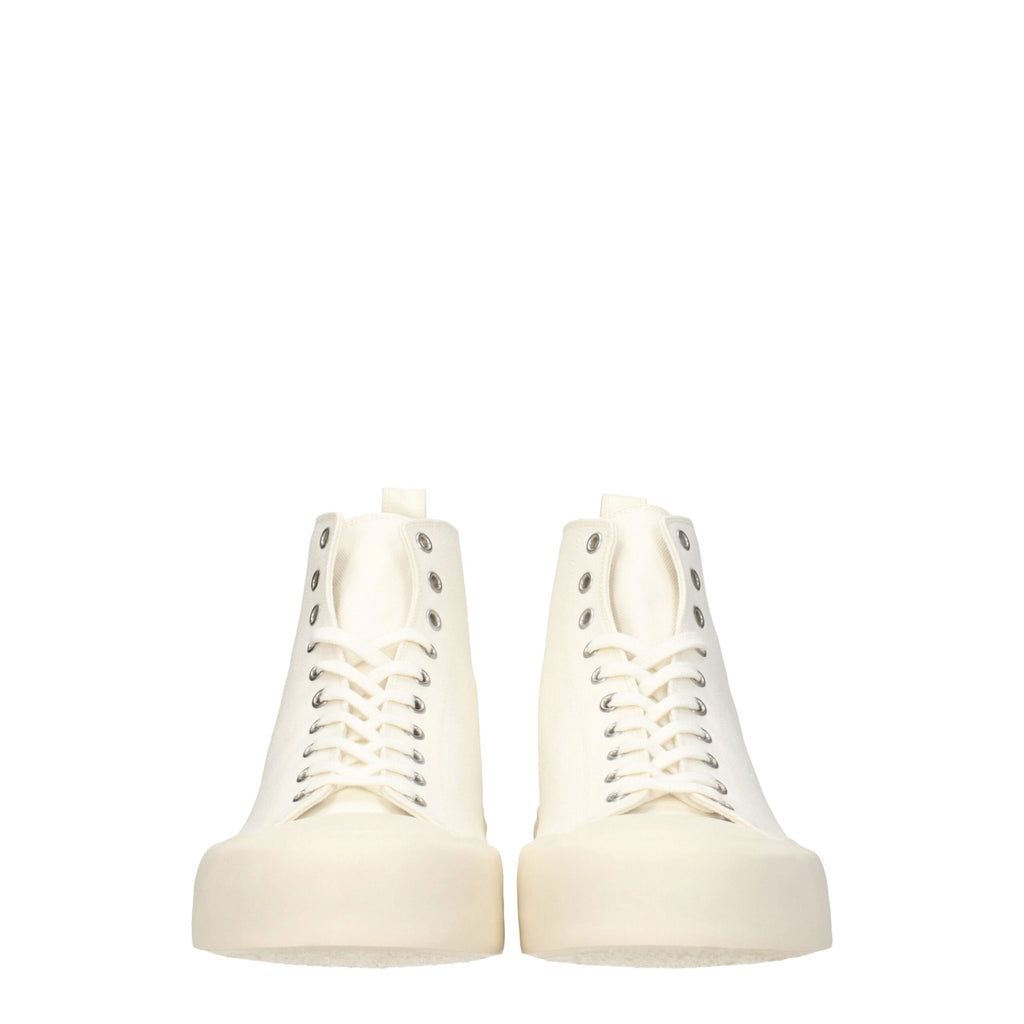 Jil Sander Beige Fabric High Top Sneakers