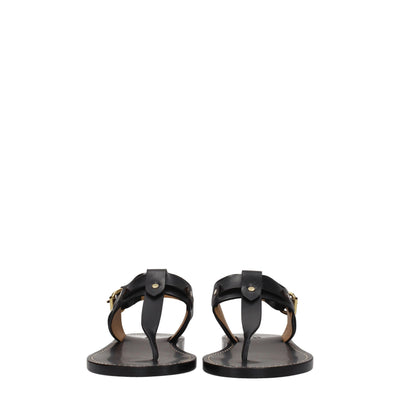 Isabel Marant Black Leather Flip-Flop Sandals