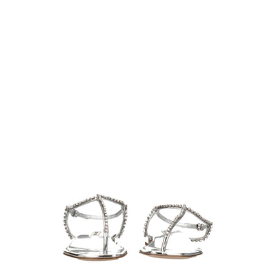 Miu Miu Gray Leather Flip-Flop Sandals