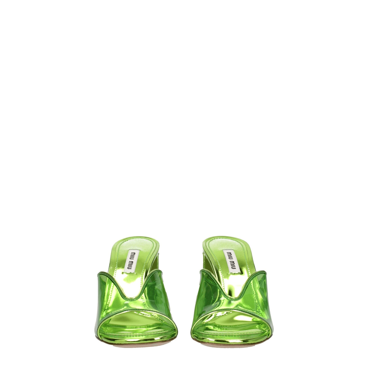 Miu Miu Green Plexiglass Platform Sandals