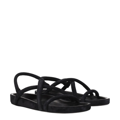 Isabel Marant Black Leather Flat Sandals