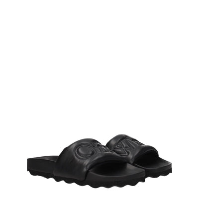 Off-White Black Leather Slippers