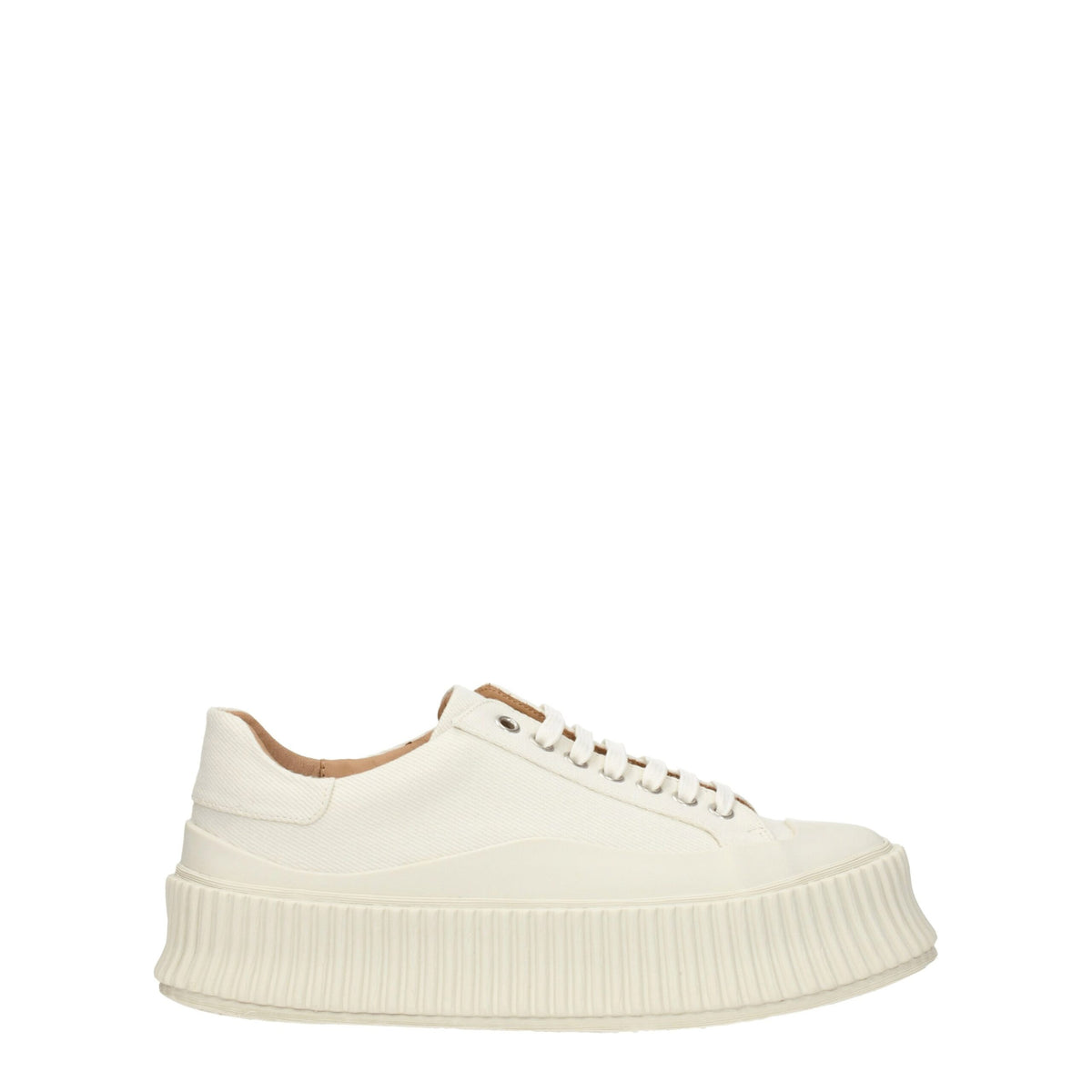 Jil Sander White Fabric Platform Sneakers