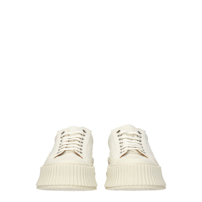 Jil Sander White Fabric Platform Sneakers
