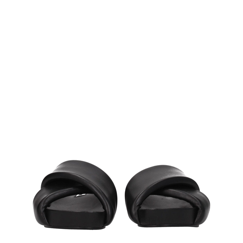 Jil Sander Black Leather Slippers