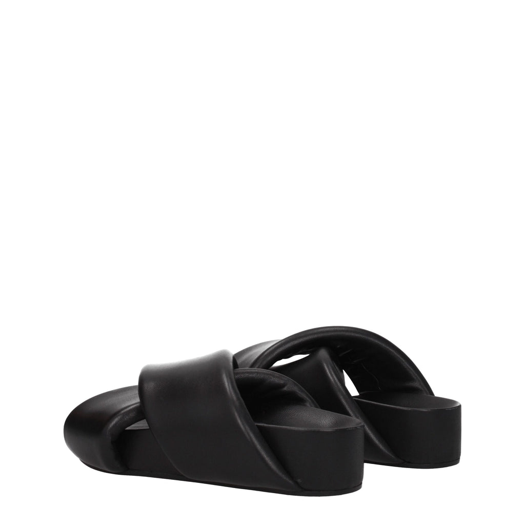 Jil Sander Black Leather Slippers