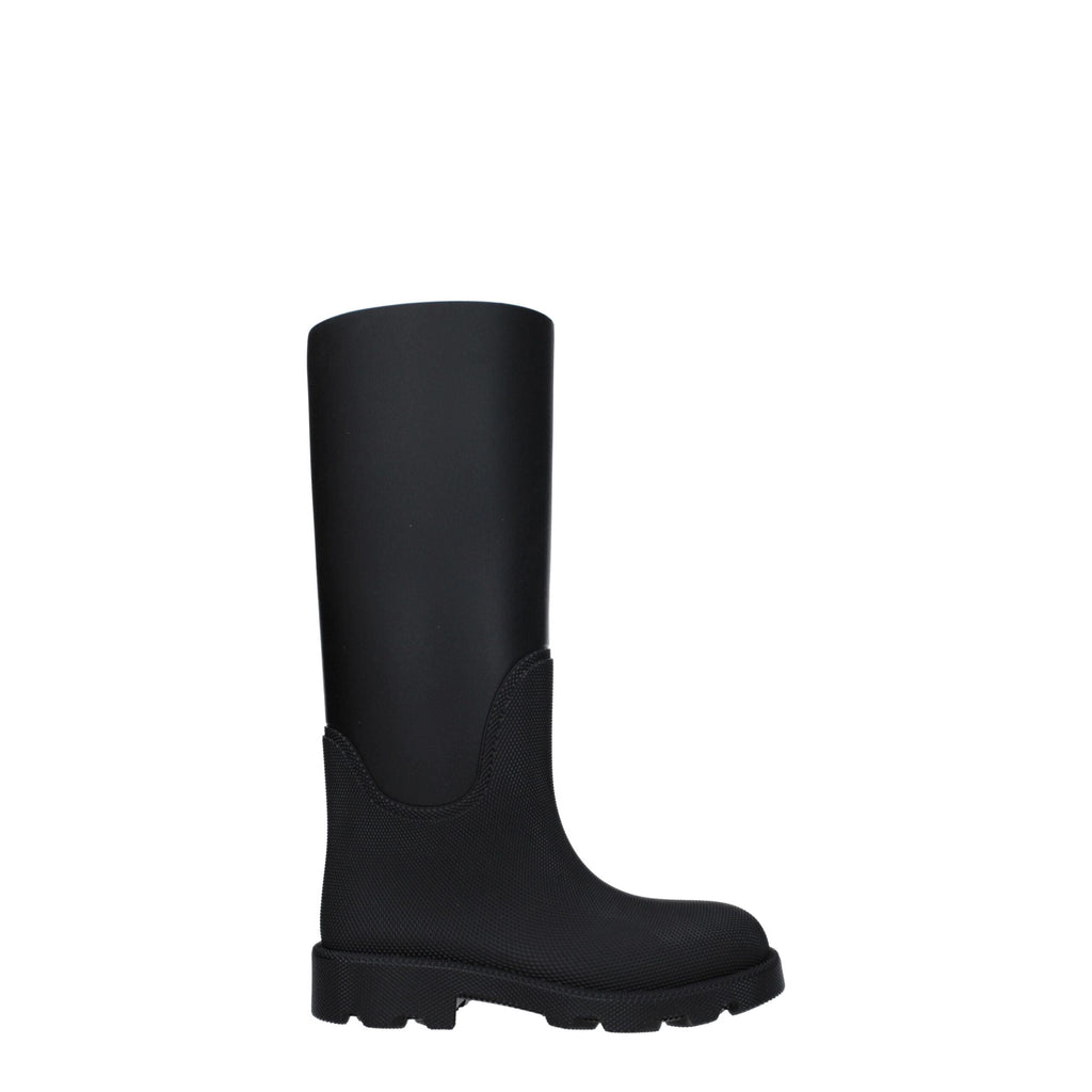 Burberry Black Cotton Rain Boots